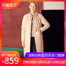 欧美2018冬季新款白鸭绒羽绒服女中长款单排扣气质修身外套女装潮图片