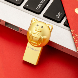 台电64GU盘猪年吉祥物创意金属u盘64gb可爱迷你个性刻字金猪商务年会礼品64gu盘么么哒