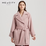 羊毛MECITY女装收腰A廓形袖口翻边小个子厚毛呢外套