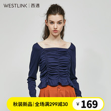 西遇女装2018秋季新款复古短款抽褶韩版百搭显瘦chic罩衫11580648图片