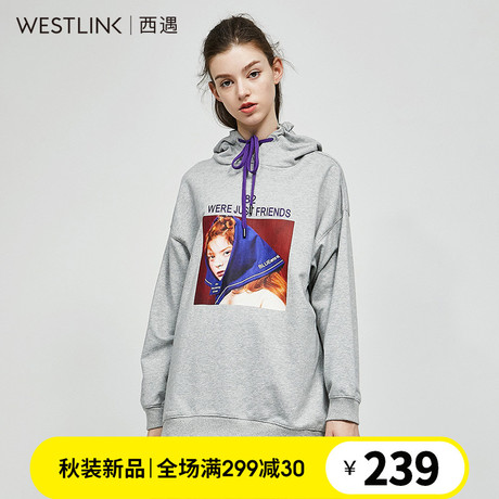 西遇女装2018秋季新款潮流长袖薄款韩版宽松卫衣女连帽夏D1580752商品大图