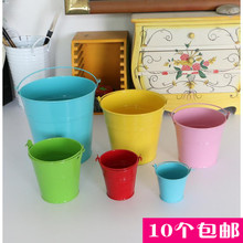 小铁桶拍摄道具仿真植物桶家居装饰糖果纯色花器花插花盆收纳桶
