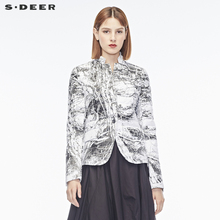 sdeer圣迪奥女复古韵味抽象印花短款羽绒服S16482462图片