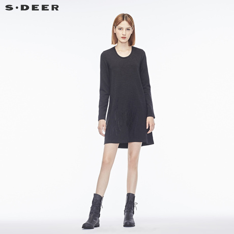 sdeer圣迪奥女简约A廓绣花连衣裙S16481269商品大图