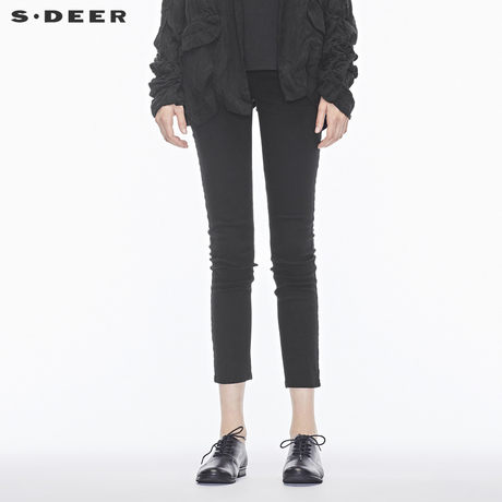 sdeer圣迪奥修身小脚裤磨白水洗牛仔裤休闲裤S16480898商品大图