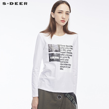 sdeer圣迪奥女装撞色英文字母印花装饰休闲圆领针织衫S18480271图片