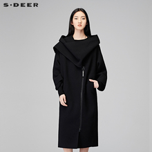sdeer 圣迪奥酷帅连帽搭片设计拉链飘带长款外套S17481864图片