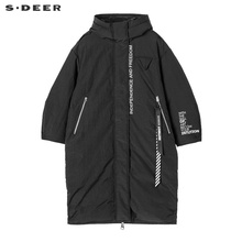 sdeer圣迪奥撞色英文个性创意贴袋细节高领连帽羽绒服S18482454图片
