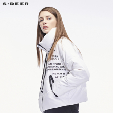 sdeer圣迪奥造型设计撞色英文字母装饰立领羽绒服S18482472图片