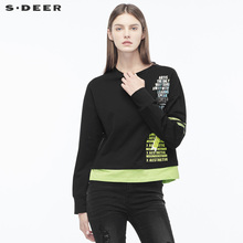 sdeer 圣迪奥酷感前卫字母贴片创意拼接圆领上衣S18482295图片