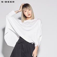 sdeer圣迪奥2018女装夏装套头圆领蝙蝠款字母宽松T恤S18280140图片