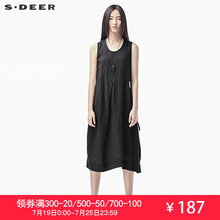 sdeer 圣迪奥2018夏装复古简约搭袢贴布装饰无袖连衣裙S17281213图片