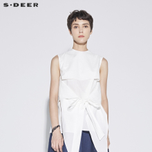 sdeer 圣迪奥 女装唯美清新不规则立体裁剪无袖上衣S18280608图片