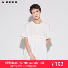 sdeer 圣迪奥 女装韩版简约宽松圆领套头纯棉短袖娃娃衫S18660401图片