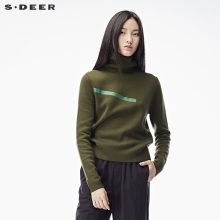 sdeer圣迪奥2018春装简约修身纯色高领套头针织衫毛衣女S17383521图片