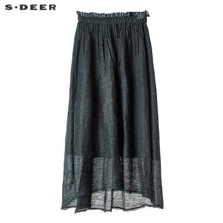 sdeer圣迪奥2018秋装文艺复古肌理亚麻半身裙直筒长裙女S18181104商品大图
