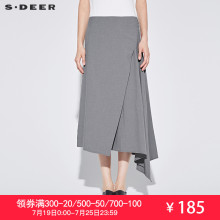 sdeer圣迪奥2018夏装时尚优雅按扣不规则摆OL半身长裙女S17281191图片