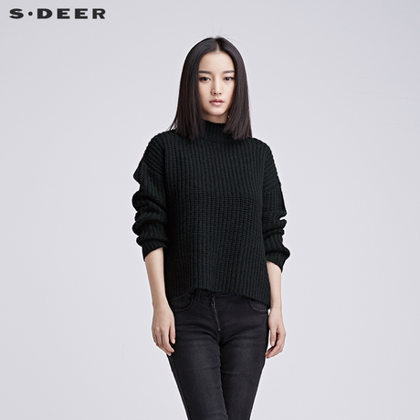 sdeer圣迪奥女装优雅风琴褶假两件式针织衫S16483575商品大图