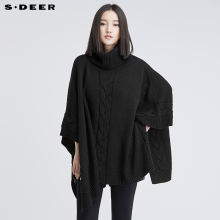 sdeer圣迪奥女装蝙蝠袖衫斗篷针织衫毛衣S16483580图片