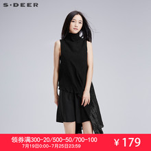 sdeer圣迪奥女装顺滑肌理折痕不规则摆连衣裙S16281213图片