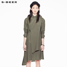 sdeer圣迪奥2018秋装军绿不规则长袖两件套(背心+衬衫)S17380567图片
