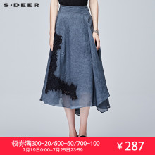 sdeer圣迪奥2018夏装手工绣花不规则摆半身长裙S17281181图片