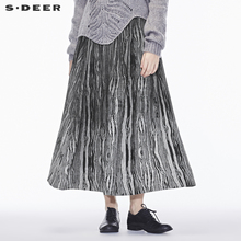 sdeer圣迪奥简约慵懒肌理质感抽象图案装饰新潮个性长裙S18381155图片