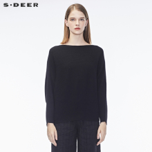 sdeer圣迪奥女宽松轻柔短款蝙蝠款针织衫S16383530图片