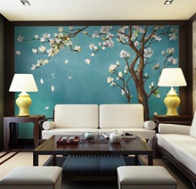 3d中式艺术油画客厅电视背景墙壁画手绘简约现代美式沙发壁纸墙布