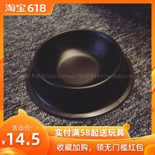 泰迪法斗 包邮 宠物狗狗吃饭餐具碗 QB纯色黑色金属不锈钢防滑饭碗