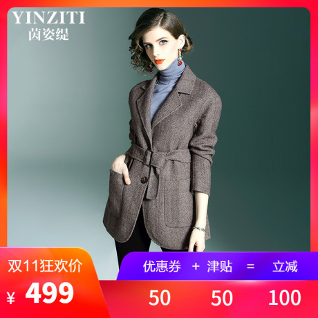 双面羊绒大衣女短款2018新款秋冬时尚高端女装小个子毛呢西装外套商品大图