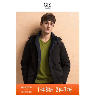 GYgoldlion/金利来GY服饰加厚保暖白鸭绒休闲连帽中长款冬羽绒服
