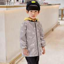 羽绒服护衣宝宝吃饭兜拉链美术绘画围裙 男童防水罩衣秋冬儿童长袖