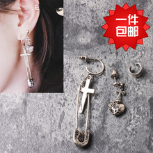 日韩ACC朋克暗黑做旧风格 耳夹女3件套 十字架耳环女日系小清新长款