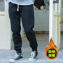 保暖松紧腰 纯棉工装 宽松束褪裤 哈伦裤 男休闲收脚棉裤 加绒加厚冬装