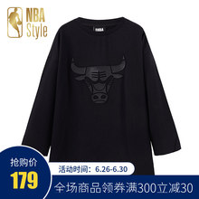 Style潮流服饰 长袖 T恤时尚 公牛男女款 NBA LOGO简约潮流上衣