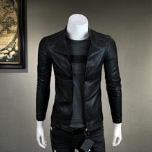 皮夹克男士 外衣青年皮衣男修身 韩版 机车服男装 秋季新款 帅气外套潮