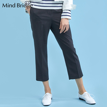 Mind Bridge百家好2019夏季新款休闲女裤直筒休闲裤MTPT322B