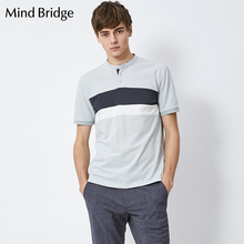 Mind Bridge百家好男装T恤衫 男式短袖T恤条纹撞色 韩版MTTS018F