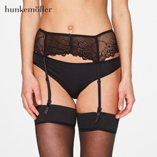 黑色性感蕾丝花边设计吊袜带女91805 Hunkemoller