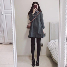 2018春装新款女装韩版打底毛呢连衣裙小清新显瘦娃娃领内搭裙子潮图片