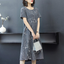 棉麻连衣裙女夏2019新款宽松休闲胖mm遮肉大码女装中长款棉布裙子