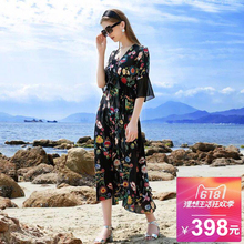 真丝连衣裙2018新款品牌韩版宽松中老年妈妈夏季重磅桑蚕丝长裙子图片