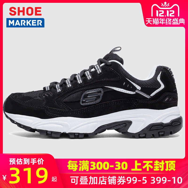 Skechers Men's Shoes 2019 Winter New Thick Sole Black and White Panda Shoes Casual Running Shoes 999688