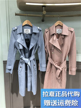 拉夏贝尔puella2018秋季新款双排扣系带中长款风衣外套女20012432图片