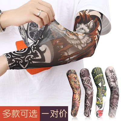 机车护臂 纹身袖套哈雷摩托车骑行冰爽开车防晒冰袖手臂男花臂套