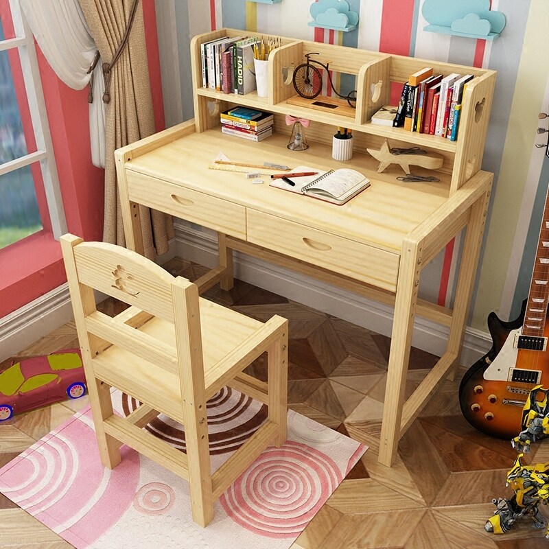 实木儿童书桌升降学习桌小学生家用写字桌椅套装简约现代小课桌