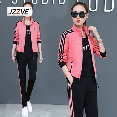 JZZVE运动服套装2018秋冬季新款韩版长袖显瘦卫衣三件套女装YX911