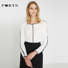 PORTS宝姿2018秋季新品女装简约直身廓形长袖上衣LV9B014DWP003图片