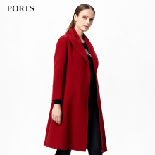 Ports宝姿冬季新款大翻领中长款羊毛呢大衣女YLB9C302DZW007图片